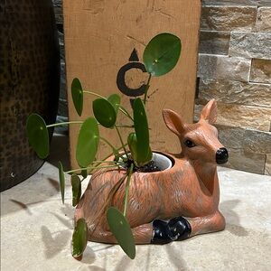SOLD- vintage ceramic deer planter
